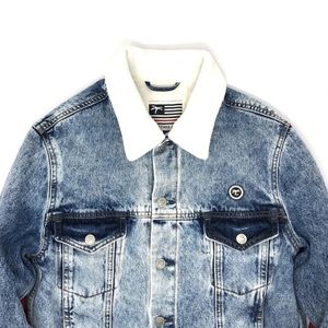 Custom Denim Jean Sherpa Jacket Men Women Unisex